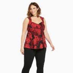 Torrid ROSE PRINT CRISSCROSS BABYDOLL TOP size 4